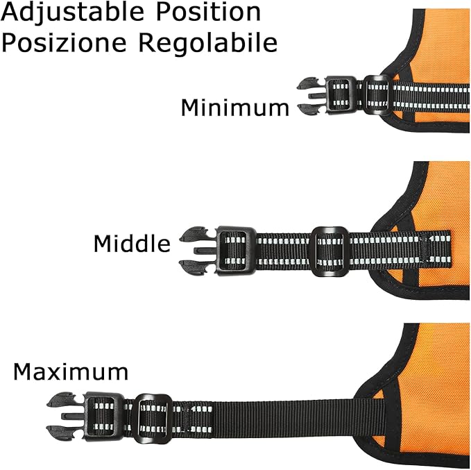 HEELE Dog Harness, No Pull Adjustable Padded Reflective Harness for Small Medium Large Dogs with Handle for Walking Training, Orange, XL