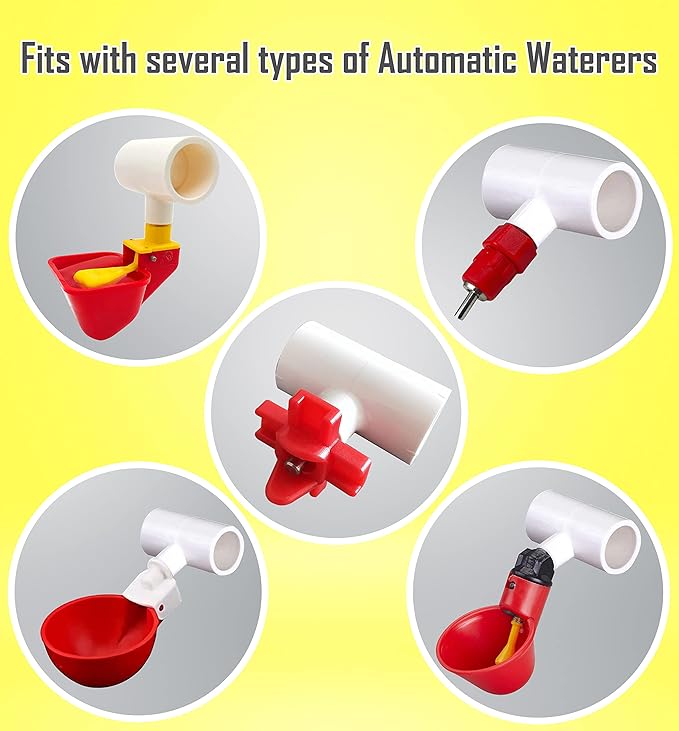 (20 Pack) Chicken Waterer PVC Tee Fittings For Threaded Poultry Watering Cups - Schedule 40 PVC 1/2 inch Slip X 1/2 inch Slip X 1/8 inch FPT