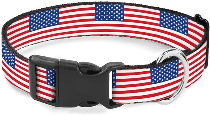 USA Flag Red White Stripes Pet Collars Dog Collars Soft Elastic Neck Strap for Female Male Puppy Cats