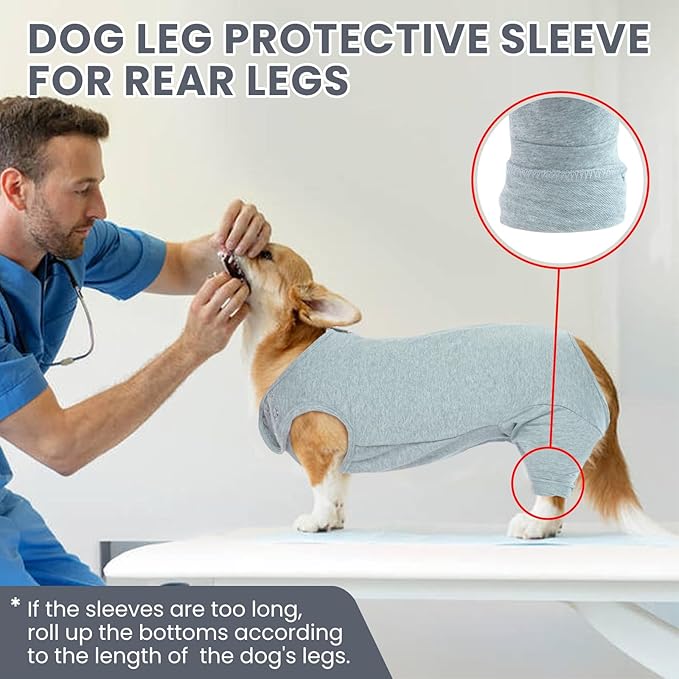 Nanaki Dog Surgery Suit Female Spay, Leg Sleeves for Dog Rear Legs, Doggy Onesie for Surgery Female, Doggy Recovery Suit Male Abdomen, Pet Wound Care Heal Protector, Surgical Suits for Pet Spay