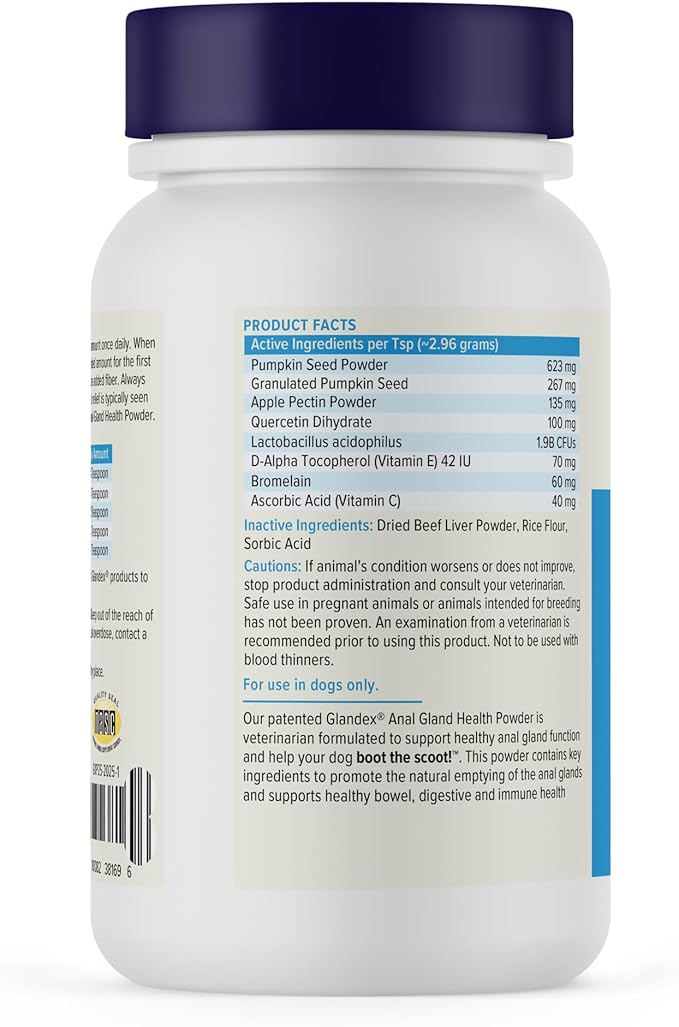 Vetnique Glandex Dog Fiber Supplement Powder Anal Gland Health with Pumpkin, Digestive Enzymes & Probiotics, Vet Recommended (Regular or Advanced Strength) - Boot The Scoot (2.5oz Powder, Beef Liver)