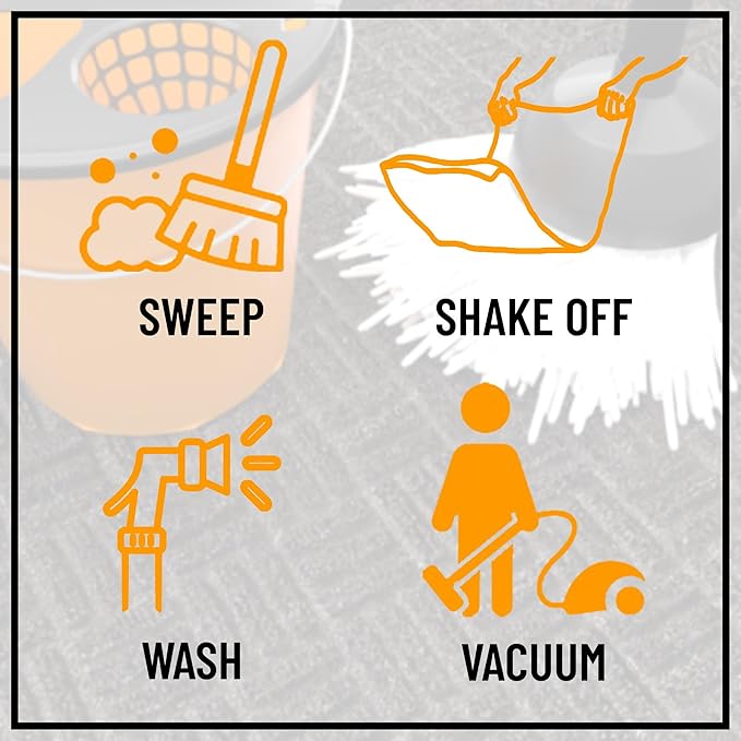 Indoor/Outdoor Hose-Wash Embossed Design Non-Slip Rubber 2x3 Modern Entryway Mat for Entryway, Patio, Backyard, Garage, 24" x 36", Black