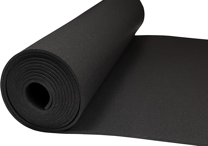 Playsafer Genaflex Rubber Gym Floor Mat, Heavy Duty Commercial Protective Gym Flooring Roll - 8mm Thick (Black, 4' X 4')