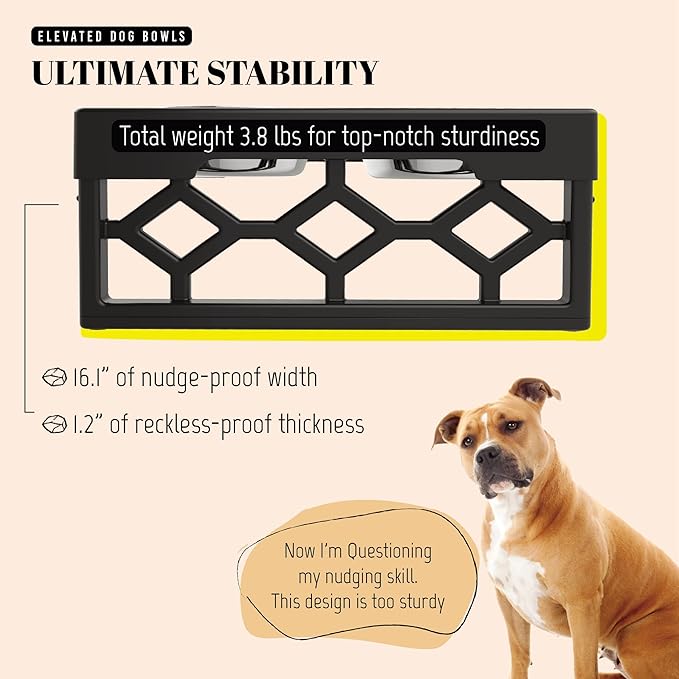 AVERYDAY Small Slow Feeder Dog Bowls Elevated, 4 Height Adjustable Raised Dog Bowl Stand with Stainless Steel Food and Water Bowl, Tall Dogs Feeding Station with Anti-Slip for Small Medium Breeds Dogs