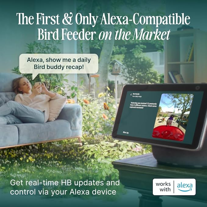 Birdbuddy Smart Solar Pro Hummingbird Feeder with Camera - AI Bird Identification, 2K Video, 5MP Photos, Outdoor Hanging, Gift for Bird Watching