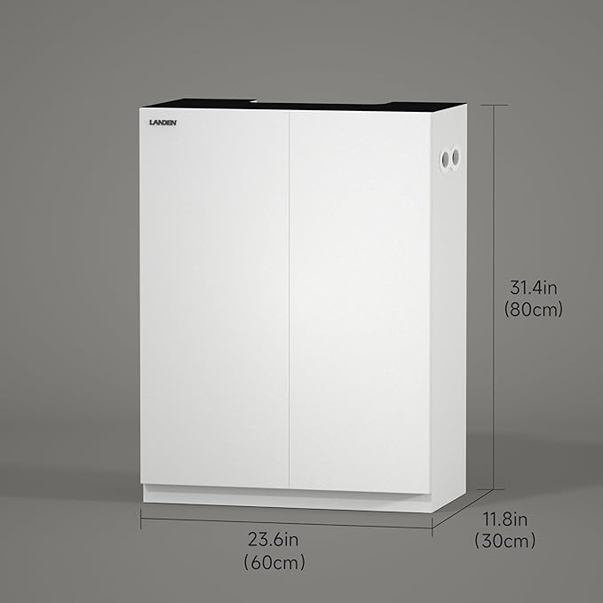 LANDEN Aquarium Wooden Stand and Cabinet for up to 16 Gal Tank, Fish Reptile Sea Salt WaterTank Stand, Nano Foam Leveling Mat Included, W23.6xD11.8xH31.5 in, Wooden Matte White Painted(Stand Only)