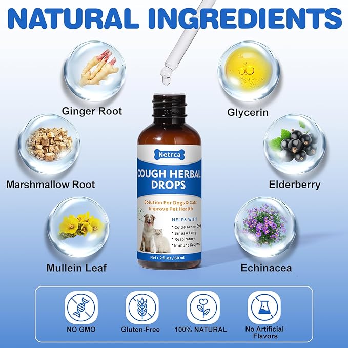 Natural Nebulizer Solution – Promotes Respiratory Health for Dogs & Cats – Immune Support | Sinus, Allergies & Kennel Cough Relief | Gentle Herbal Formula, 60ml