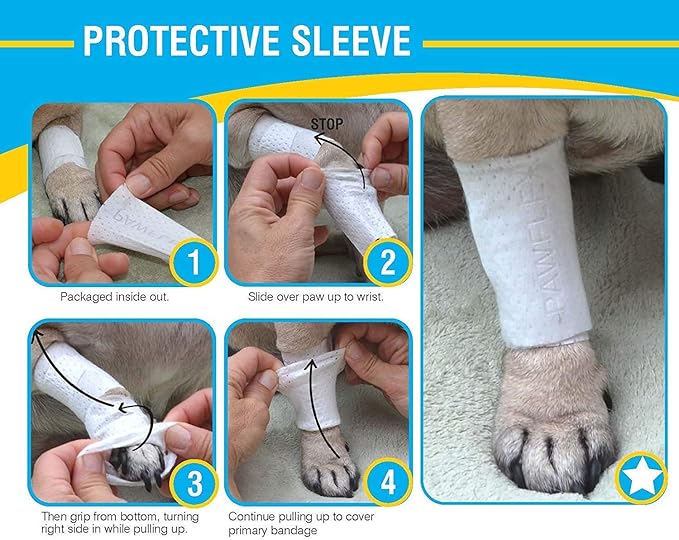 Protective Sleeve Tubular Cover - Bandages - for Dogs Cats and Other Pets First Aid Wound Care Comfortable Non-Adhesive Breathable & Water Resistant 18 Strips (yields 36-54 Covers)-(Small)