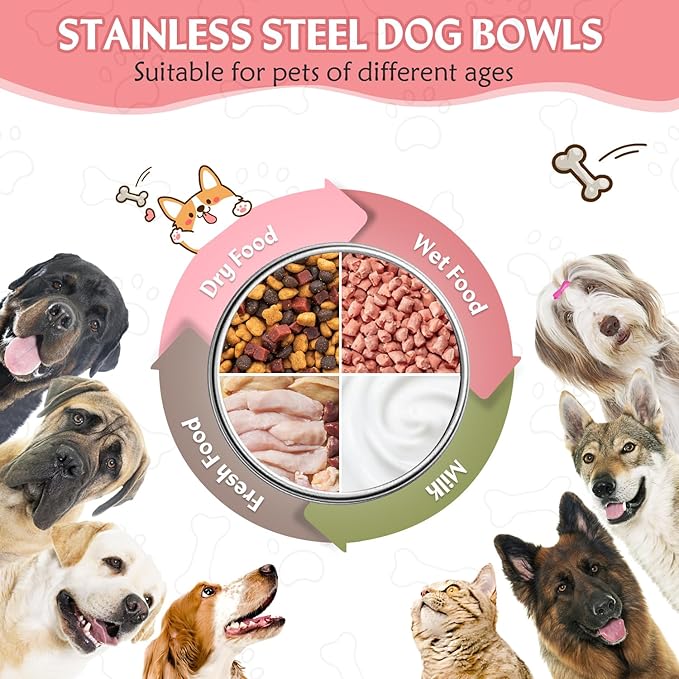 Large 2 Packs Hanging Water Bowls for Dog Crate Stainless Steel Kennel Water Bowl No Spill Adjustable Dog Water Dish for Medium Large Dogs Huge Pets (7.1 * 4.3”& 6.3 * 2.3”)