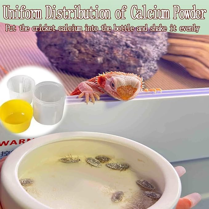 Reptile Cricket Calcium Mixer，Calcium Reptile Nutrients Shaker Bottle ， for Bearded Dragon, Geckos, Lizards, Chameleon and Snakes.,Cricket Feeder