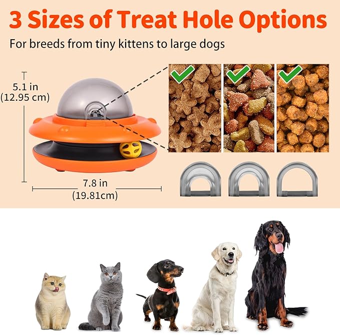 Interactive Dog & Cat Toys - Automatic Treat Puzzle with Remote Control for Cats & Dogs Food Dispensing, Pets Enrichment IQ Training Gift, Rechargeable Electronic Ball Track Toy Slow Feeder