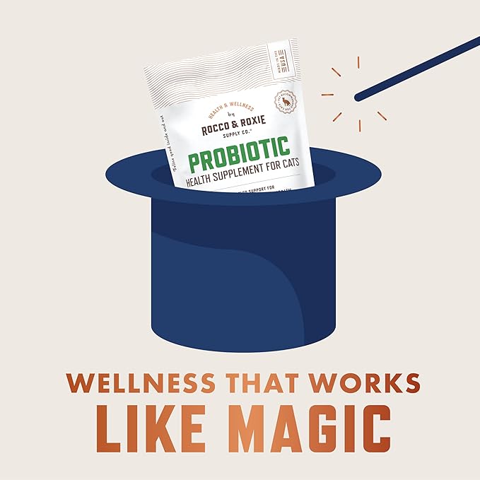 Rocco & Roxie Cat Probiotics, Health Supplement for Cats, Prebiotic & Postbiotic for Digestive + Gut Support, Constipation Relief, Anti Diarrhea, Supplements & Vitamins, Chicken Flavored Crunchy Chews