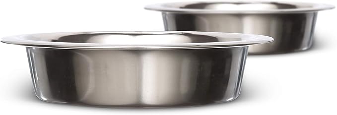 Neater Pet Brands 1 Cup (8 oz.) Shallow Stainless Steel Cat Bowls, Set of 2 Neater Feeder Replacement Bowls (Express & Deluxe), Metal Cat Dishes for Food and Water, Whisker Friendly, Dishwasher Safe