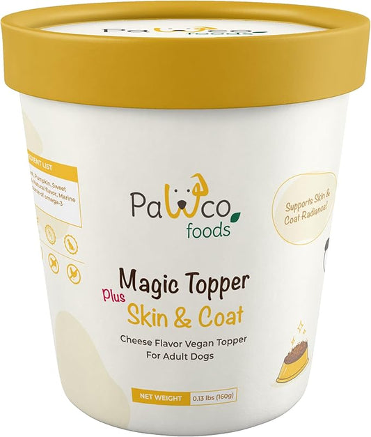 PawCo Magic Topper Skin & Coat - Dog Food Topper for Healthy Skin & Shiny Fur, Grain-Free Meal Enhancer with Omega-3 & DHA, 160g