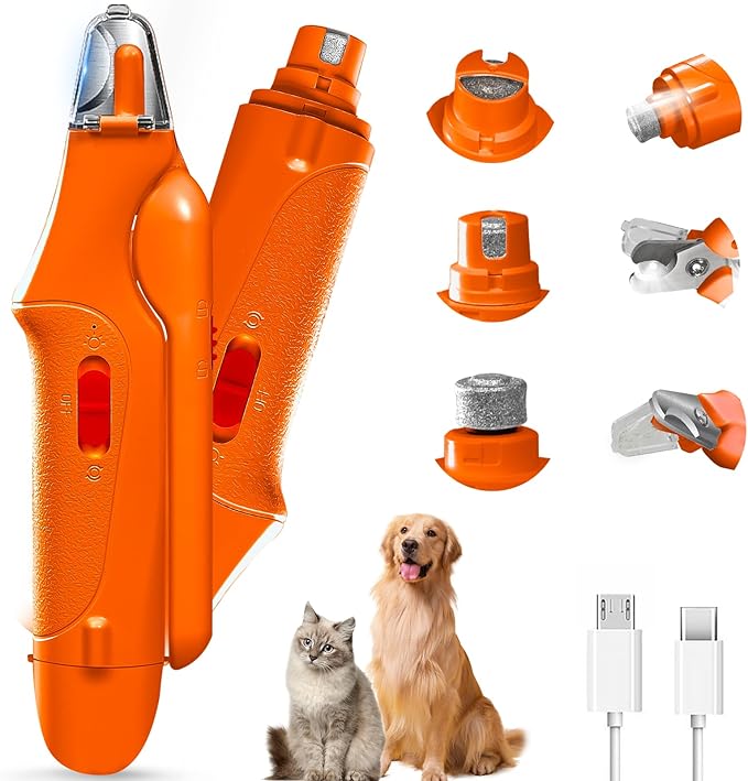 2-in-1 Cat Nail Clippers & Dog Nail Clippers Trimmers for Large Medium Small Dogs Cats Claw Trimmer Quick Sensor and Safety Guard USB Rechargeable with 2 LED Lights Dogs Nail Trimmer