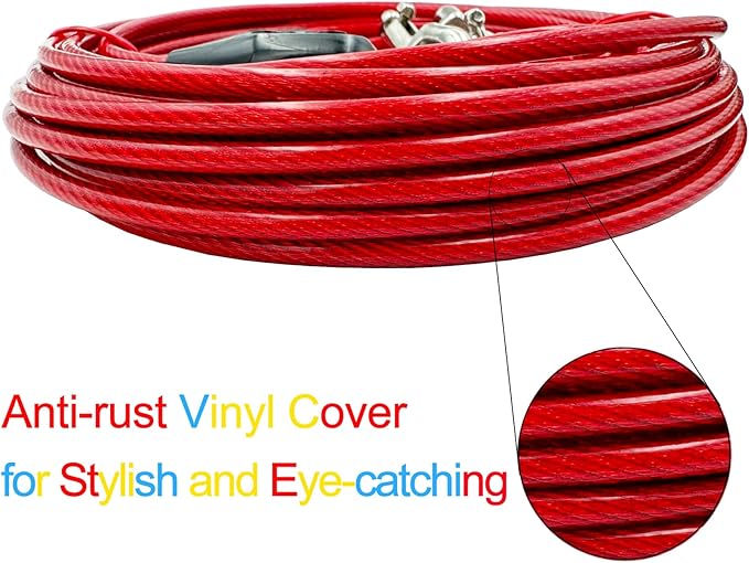 Petest 40ft Tie-Out Cable with Crimp Cover for Heavy Dogs Up to 125 Pounds