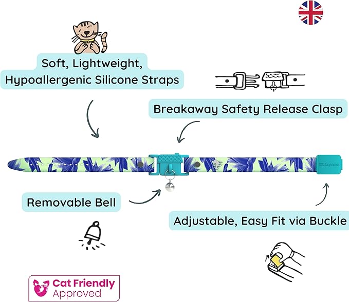 Kittyrama Botanicals Lotus Cat Collar. Award Winning. Hypoallergenic, Quick Release Breakaway, Comfy & Soft. Vet Approved. Other Styles Available