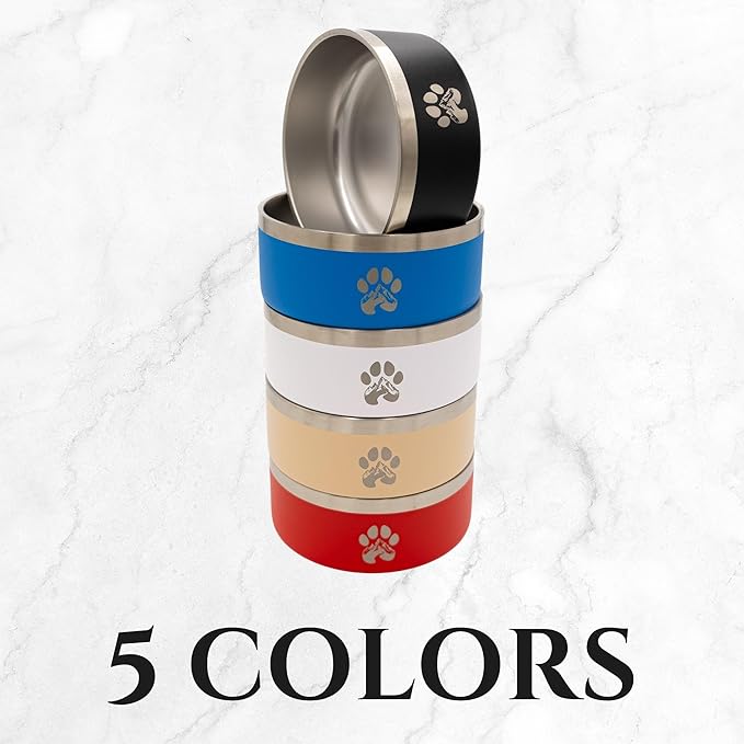 Stainless Steel Dog Bowl for Small-Large Dogs | Double Wall Insulated, Non-Slip Base Heavy Duty Water and Food Bowls for Dogs & Cats | Pet Safe BPA Free & Dishwasher Safe | 32 Oz - Black