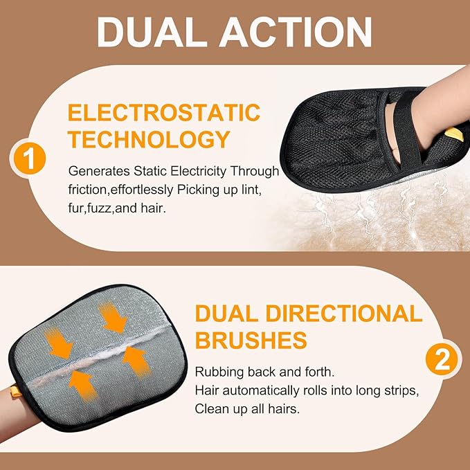 Pet Hair Removal Gloves - Electrostatic Pet Hair Removal Grooming Gloves,Reusable Cat & Dog Hair Remover for Couch, Furniture, Carpet, Curtain, Pet Grooming Mitt (1 PCS)