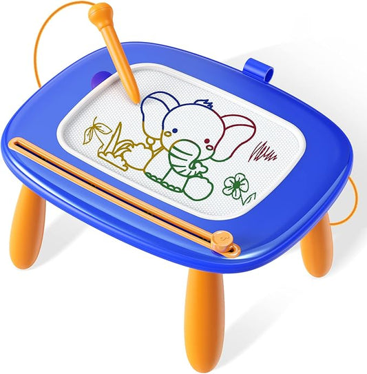 Toddlers Toys Ages 1-3, Magnetic Drawing Board, Doodle Board Pad Learning and Educational Toys for 18 Months Baby,1-3 Yr Kids Birthday Gifts - Dark Blue