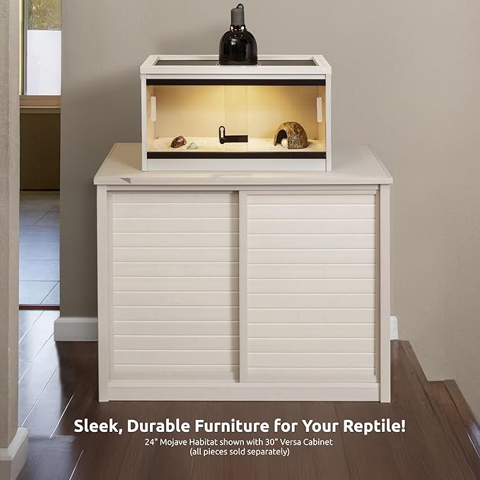 New Age Pet ECOFLEX 24-Inch Mojave Reptile Lounge in Maple - Durable Wood Plastic Composite Habitat with Ventilated Side Panels, Removable Sliding Glass Doors, and Mesh Screen Top