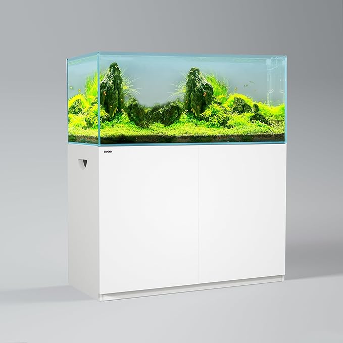 LANDEN Aquarium Stand and Cabinet, Fish Tank, Nano Foam Leveling Mat Included, Contemporary and Simple Design, Wooden Matte White Painted(Stand Only) W47.2xD19.7xH31.5 inches(120x50x80 cm)