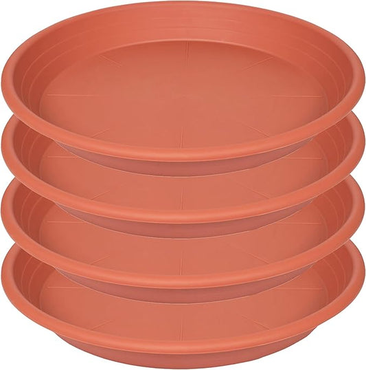 4 Pack of 16 inch Plant Saucer, Large Plant Tray, Heavy Sturdy Plant Drainage Tray for Indoors, Bird Bath Bowls, Sturdy Plastic Pot Tray for Planter 14 15 16"(Black)