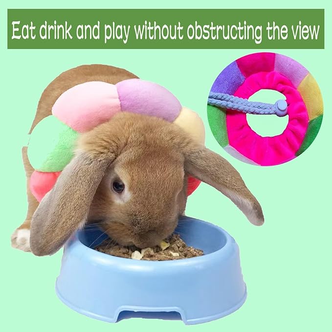 Rabbit Cat Cone Collar Soft,Adjustable Cat Recovery Wound Healing Accessory,Cats Cones to Stop Licking,for Chinchilla,Guinea Pigs,Bunny,Kitten Donuts Collar After Surgery(Small)