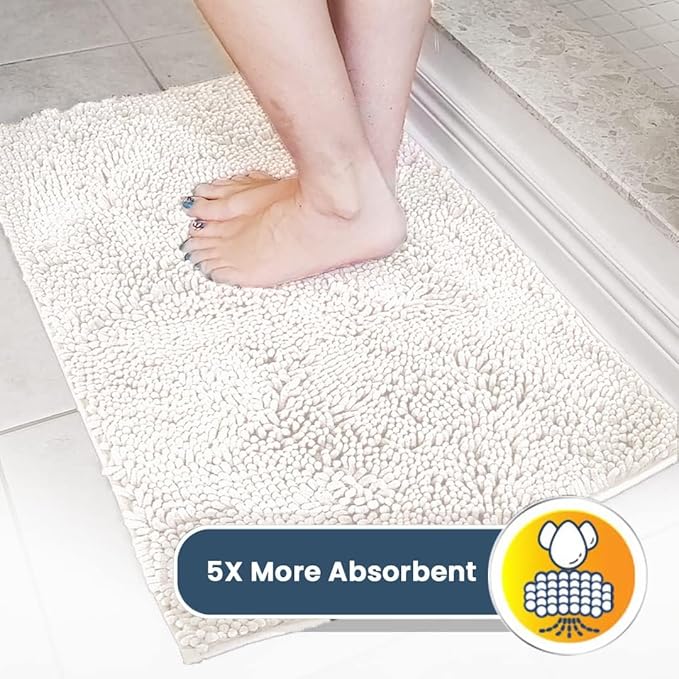 Muddy Mat® Shown on TV – Super Absorbent Door Mat Indoor, Microfiber Quick Dry Chenille Entryway Rug, Non-Slip Front Door Mat, Indoor Mats for Entryway, Machine Washable Pet Rug, White 36"x60"