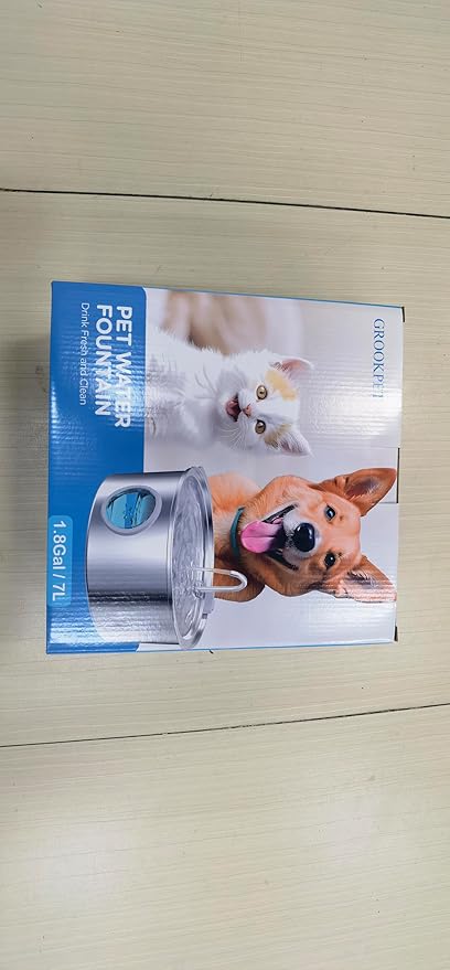 Dog Water Fountain for Large Dogs: 7L/236oz/1.8G Dog Fountain Stainless Steel - Big Cat Drinking Fountain Indoor - Super Quiet Water Fountain for Dogs Inside - for Large Dog Cats & Multi-Pet Home