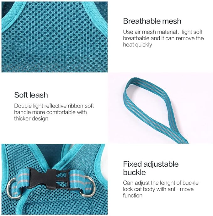 HEYWEAN Cat Harness and Leash - Ultra Light Escape Proof Kitten Collar Cat Walking Jacket with Running Cushioning Soft and Comfortable Suitable for Puppies Rabbits