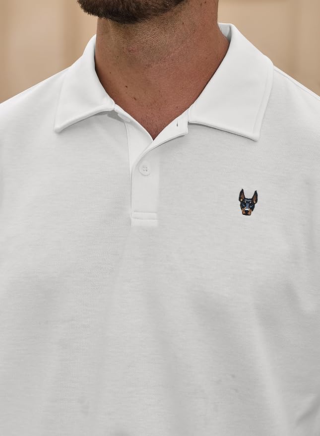 Men Embroidered Doberman Polo Casual Short Sleeve Plain Collar Shirt (S-XXL)