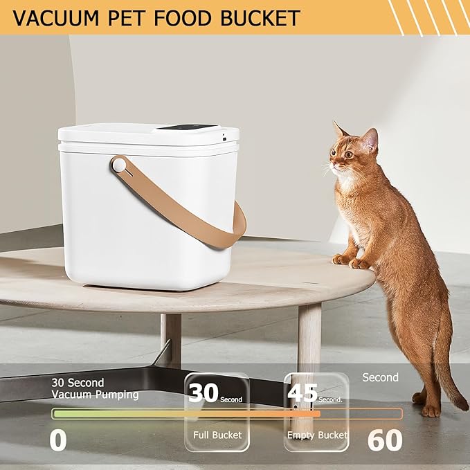 PET MARVEL Automatic Vacuum Sealed Pet Food Container, 13L/15Lbs Air Tight Dog Cat Food Storage Bin with Smart Vacuum Tech & LCD Screen, BPA-Free, Keep Dry Food Fresh for Months