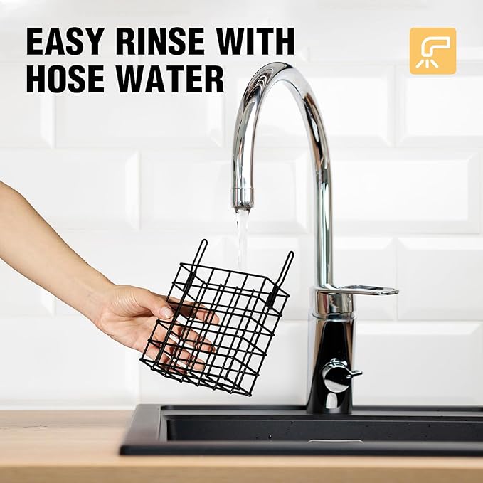 Veehoo 2Pcs Suet Bird Feeder for Outside Hanging with Metal Roof-Suet Cakes Cage Bird Feeder for Outdoors Hanging, Outdoor Garden Wild Bird Feeder Suet Holder, Woodpecker Feeder, Black