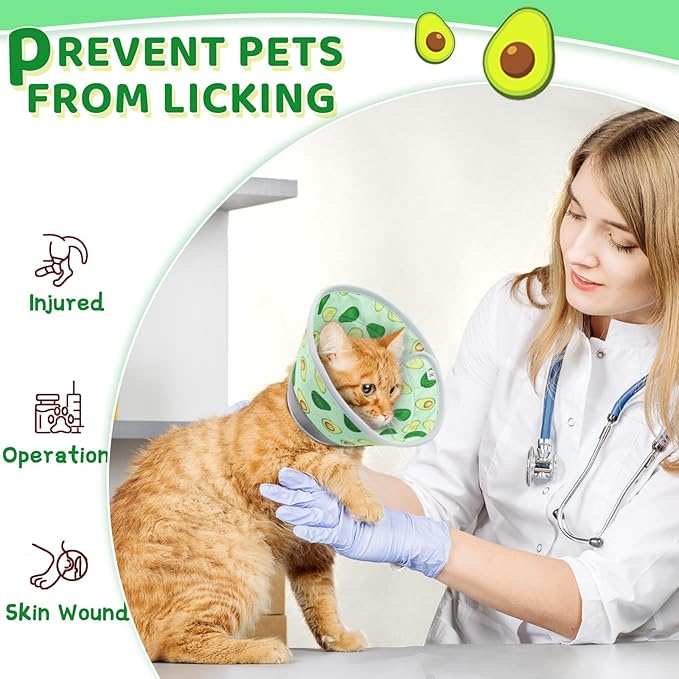 Cat Cone Collar Soft to Stop Licking, Adjustable, Foldable Lightweight Kitten Cones After Surgery Recovery for Cats & Kittens, Cat Cone Alternative (Light Green, S)