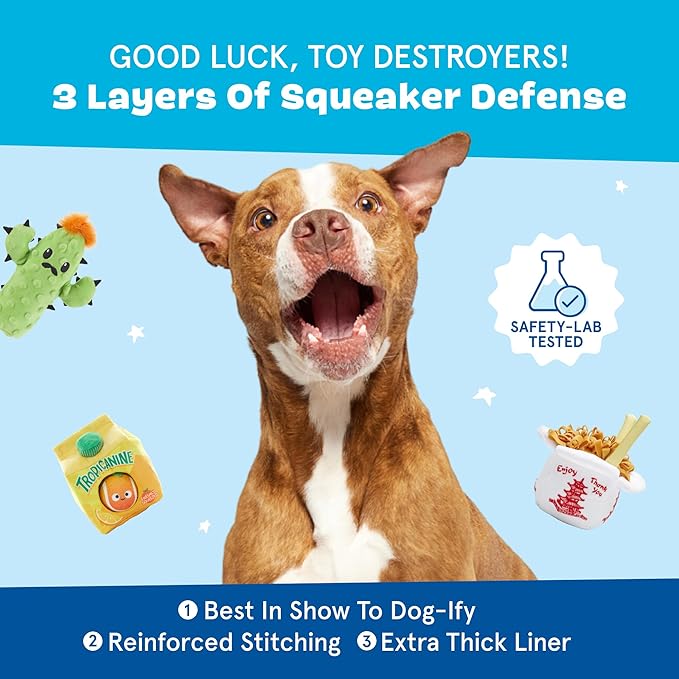 Barkbox 2 in 1 Interactive Plush Dog Toy - Rip and Reveal Toy for Dogs and Puppies - Stimulating Squeaky Pet Toys | Consuela Cactus (Large)