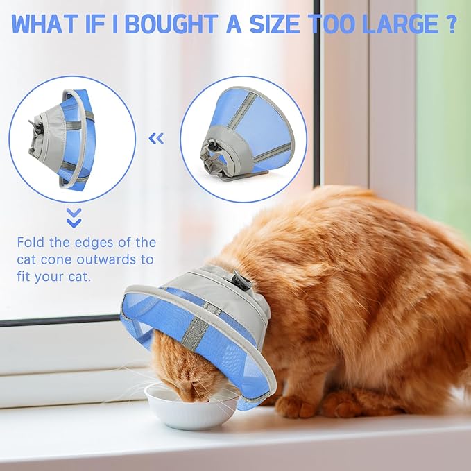 Cat Cone Collar Soft, Cat Recovery Collar for Large Medium Small Kittens, Kitty Cone Alternative After Surgery