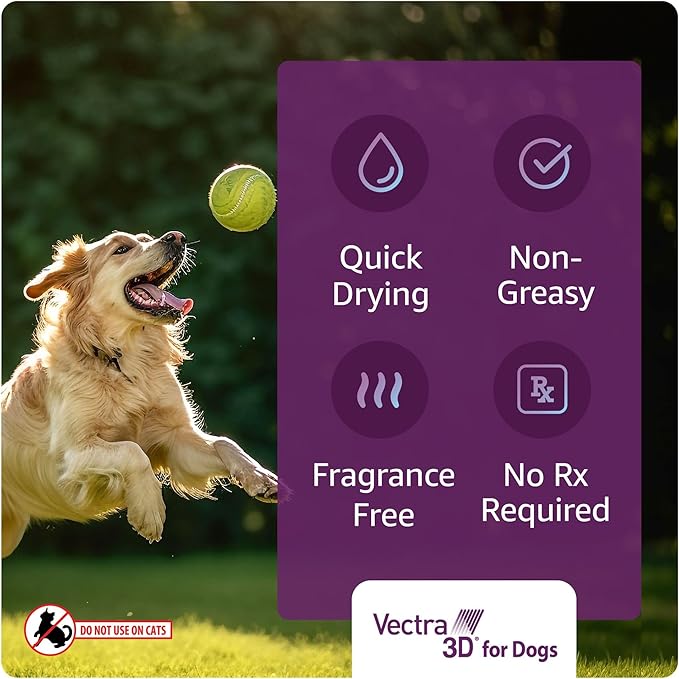 Vectra 3D for Dogs Flea, Tick & Mosquito Treatment & Prevention for Small Dogs (11 – 20 lbs) , 3 month supply