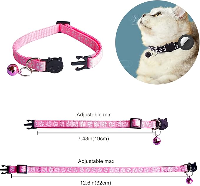 19Pcs Puppy ID Collars with Bell Adjustable 19-32cm, Soft Nylon Adjustable Breakaway Identification Collars for Newborn Pets