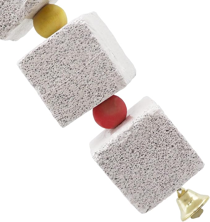 2 Pack Large Bird Chewing Toy, Parrot Beak Grinding Calcium Stone with Bells, Bird Cage Accessories, Cage Toys for Cockatiel Parakeet Parrot Budgies Rat Hamster Chinchilla Rabbit Bunny African Grey