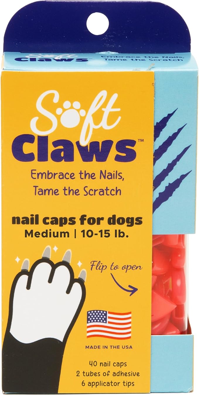 Soft Claws Nail Caps for Dogs with Non-Slip Design - 40 Dog Nail Covers for Long-Lasting Protection of Floors and Furniture - Pink, Medium