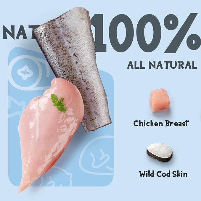 ASMPET Dog Treats Chews, Chicken Wrapped Cod Skin Knotted Bones Rawhide-Free & Grain-Free for Small Medium Large Breeds