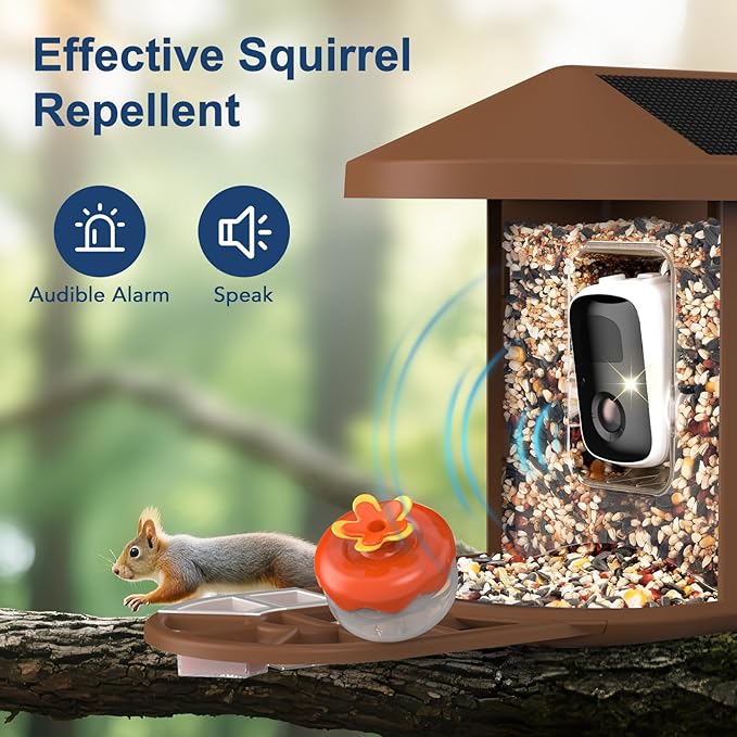 PeckCam® Bird Feeder with Camera with AI Identify 10000+ Birds Species, 3 Solar Panels, 2K Live View, Instant Arrival Alerts, Smart Bird House with Cam, Gift for Bird Lovers