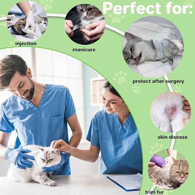 Soft Cat Cone Collar for Cats– Adjustable Lightweight Recovery E-Collar to Stop Licking, Scratching & Biting After Surgery, Comfortable Wound Healing Cone Alternative (Green, M)