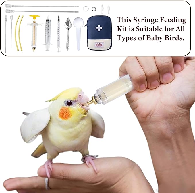 15 pcs Baby Bird Feeding Syringe Set - Bird Hand Feeding Syringe Set, Baby Birds Feeder with 20ml Feeding Syringes, Birds Feeder Scoop, Soft Tubes for Parakeets & Cockatiels
