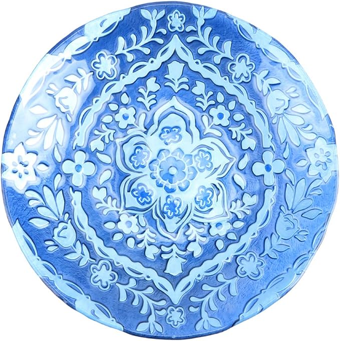 MUMTOP Outdoor Glass Birdbath with Metal Stand for Lawn Yard Garden Decor,18” Dia/21.65 Height