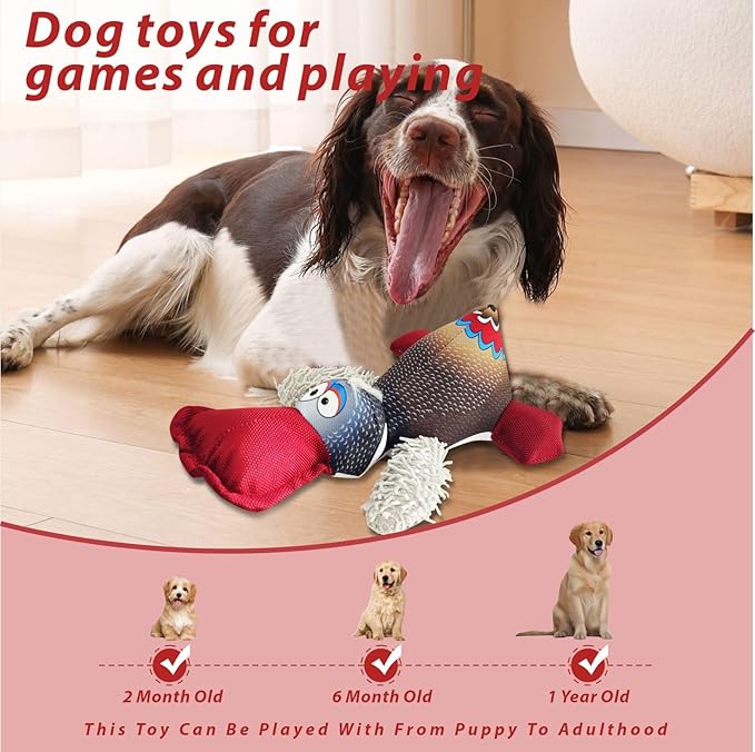 Dog Toy Duck with Squeaker, Best Pet Supplies Crinkle Dog Toy for Small, Medium, and Large,Indoor and Outdoor Dog Interactive Play, Chewing Toys(Red-Billed Duck