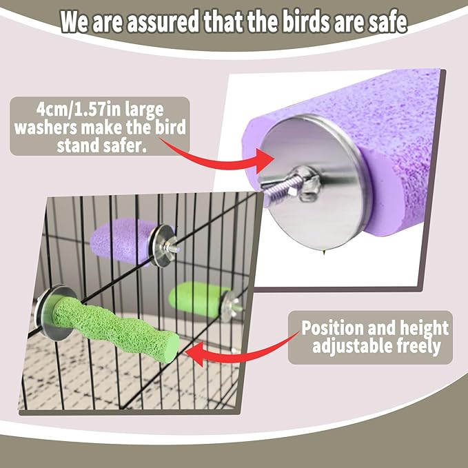 4PCS Bird Beak Grinding Stone,Bird Parrot Cage Perch Stand Platform Foot Claws Trimmer Chewing Toys for Budgies, Parakeets, Cockatiels, Conures