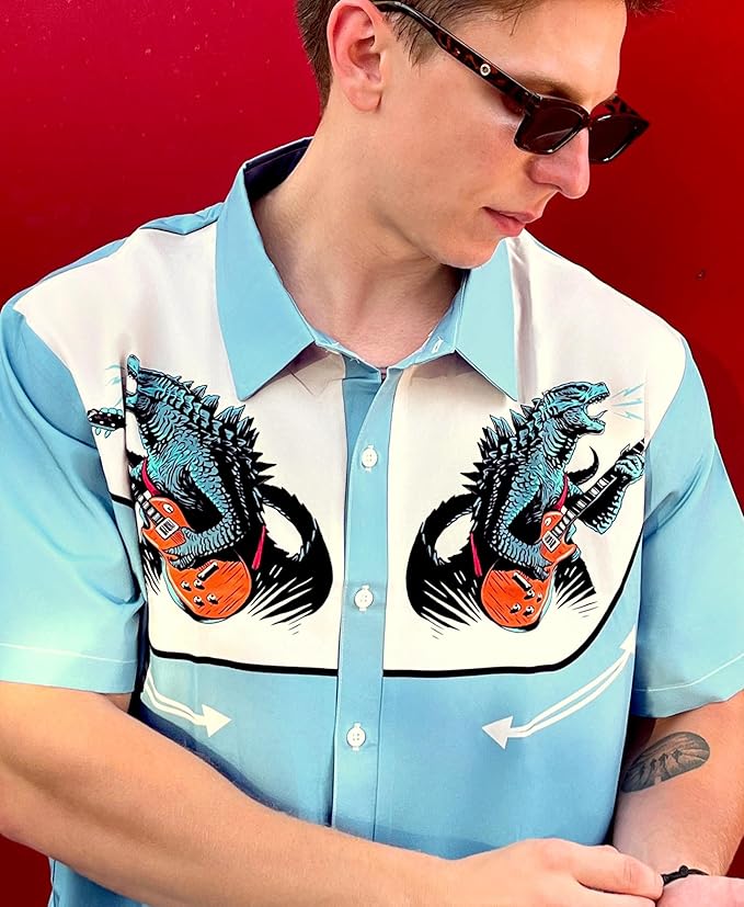 Men’s Hawaiian Shirt Western Cowboy Symmetrical Print Short Sleeve Button Down Casual Beach Holiday Summer Shirt