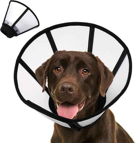 KOESON Dog Cone XL, Soft Cones for Large Dogs, Lightwieght and Clear Dog Collars & Cones to Stop Licking After Surgery, Breathable Pet Recovery Cones E-Collar for Extra Large Dogs, Black XL